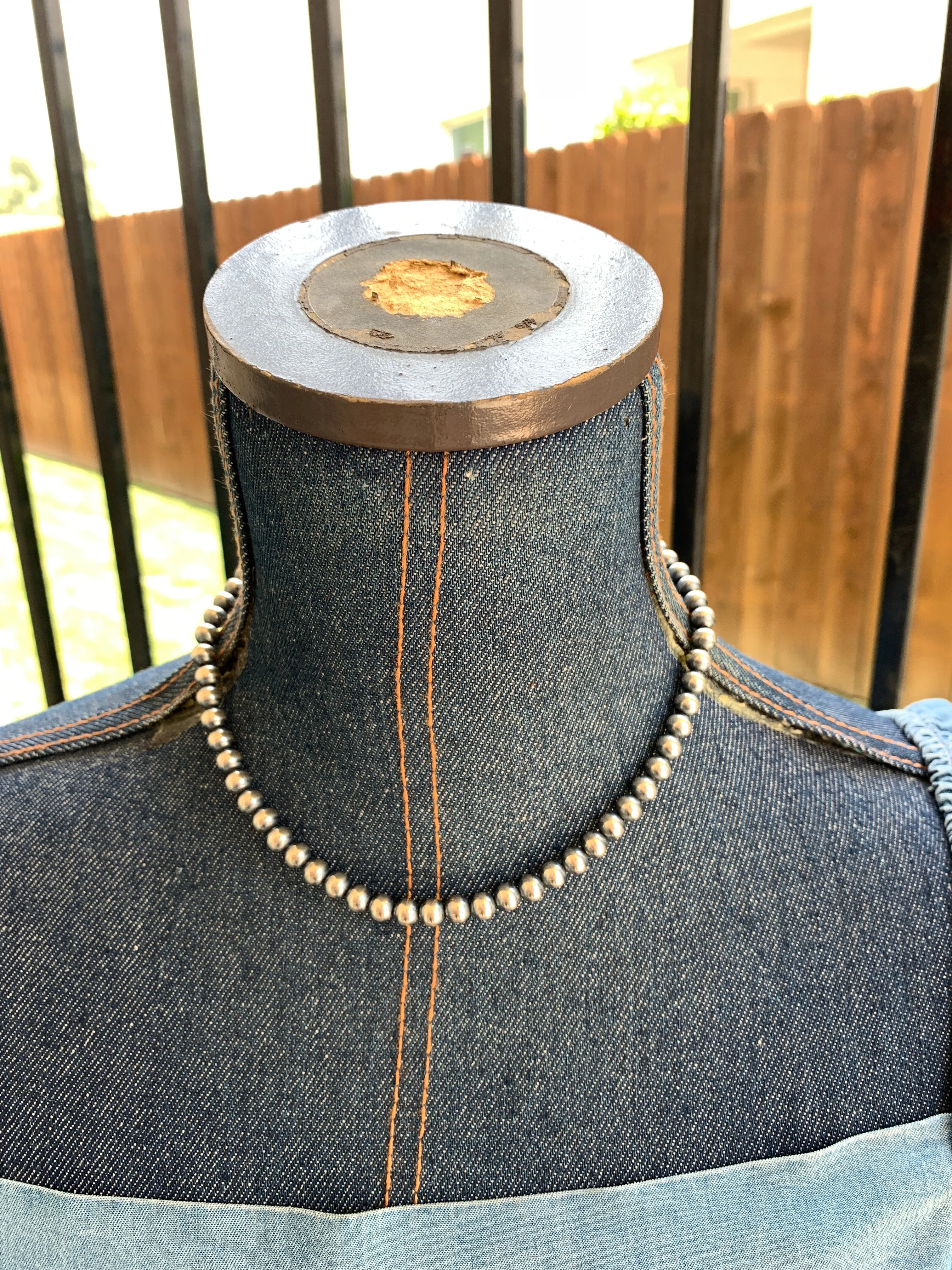 16" 6MM "Navajo Style" Sterling Pearls