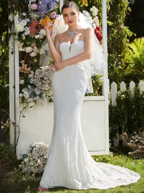 Adorable Strapless Floor Length Fishtail Wholesale Wedding Dresses