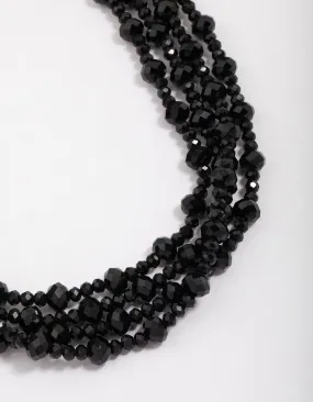 Black Beaded Layered Necklace