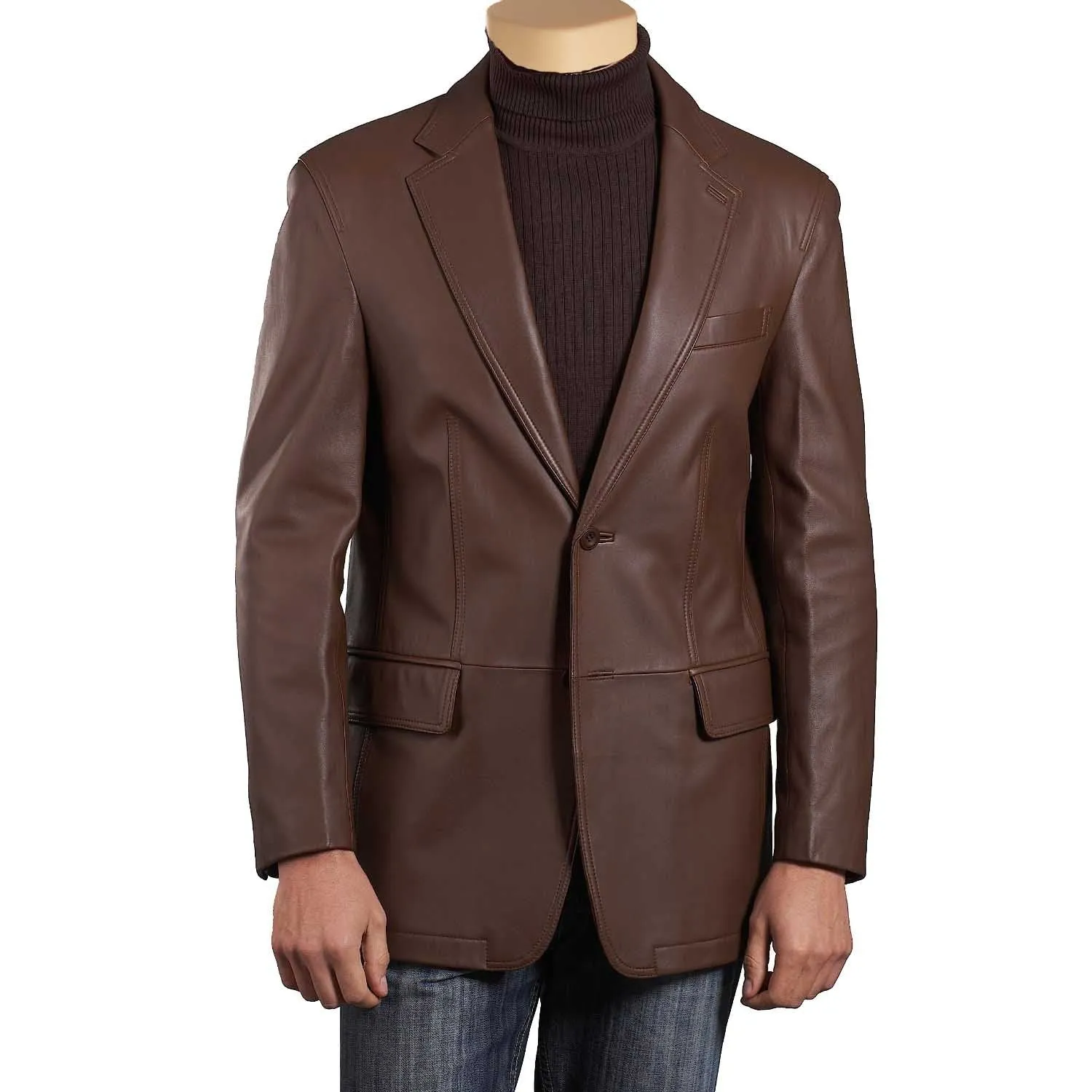 Brown leather blazer