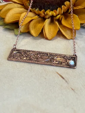 Copper Tooled Bar Necklace