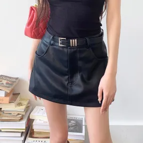 Faux Leather Belt Skort