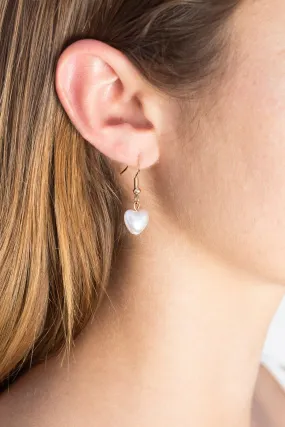 Faux Pearl Heart Earrings