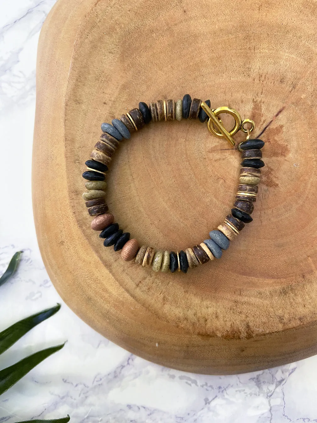 globetrotter narrow bracelet - black and gray mix