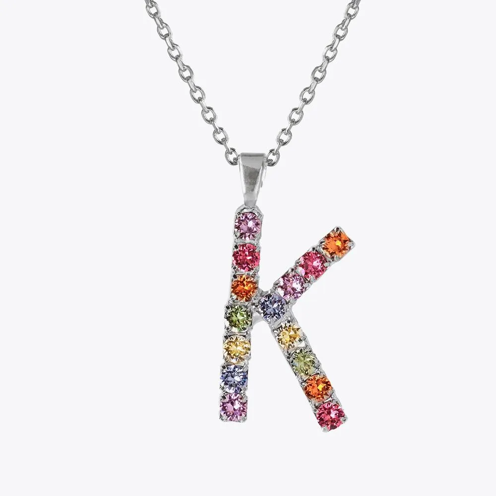 Letter Necklace K / Rainbow Combo