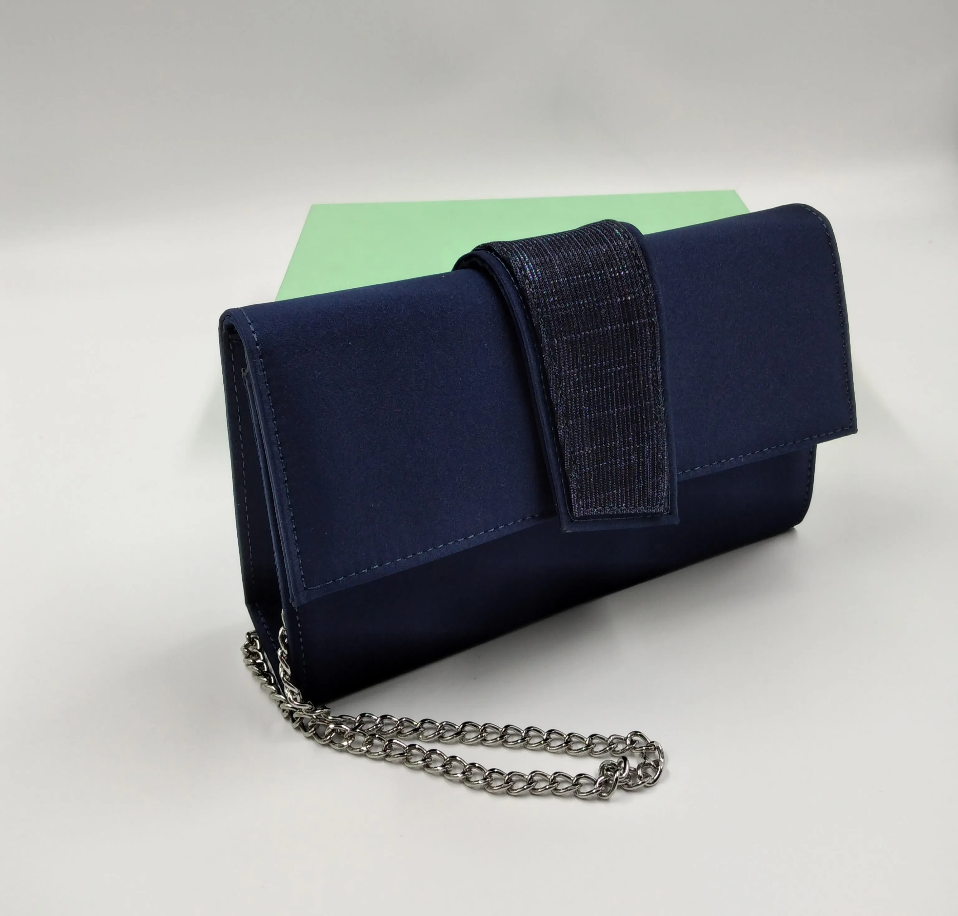 POCHETTE TESSUTO BLU DETTAGLIO LUX