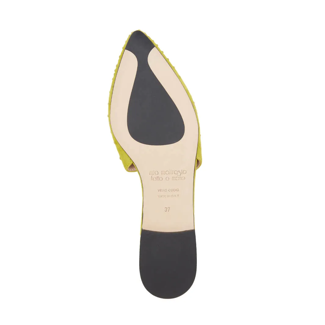 Sandaletti Suede Lime con Borchie