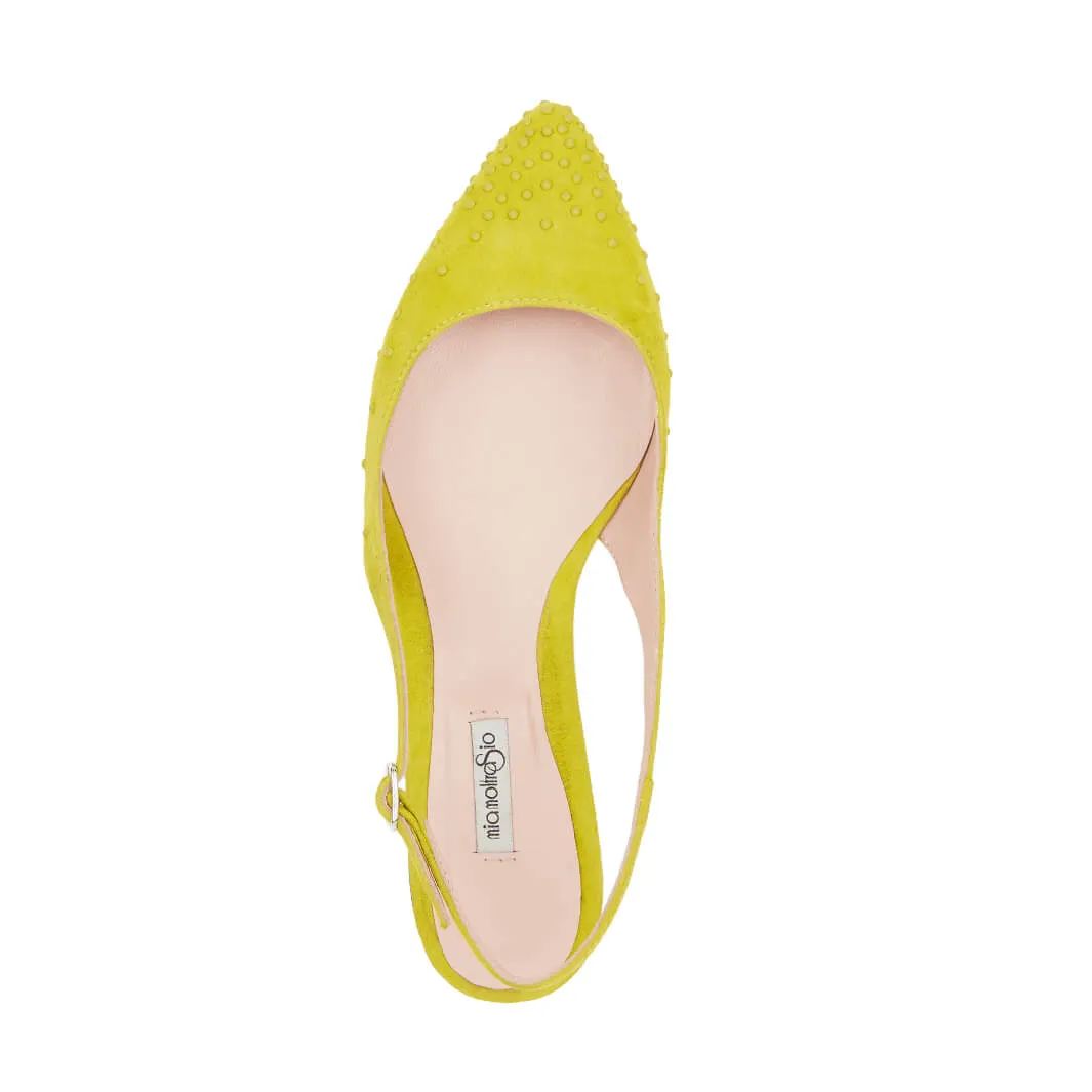 Sandaletti Suede Lime con Borchie