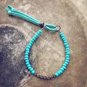 shoreline - turquoise and brass bead adjustable bracelet