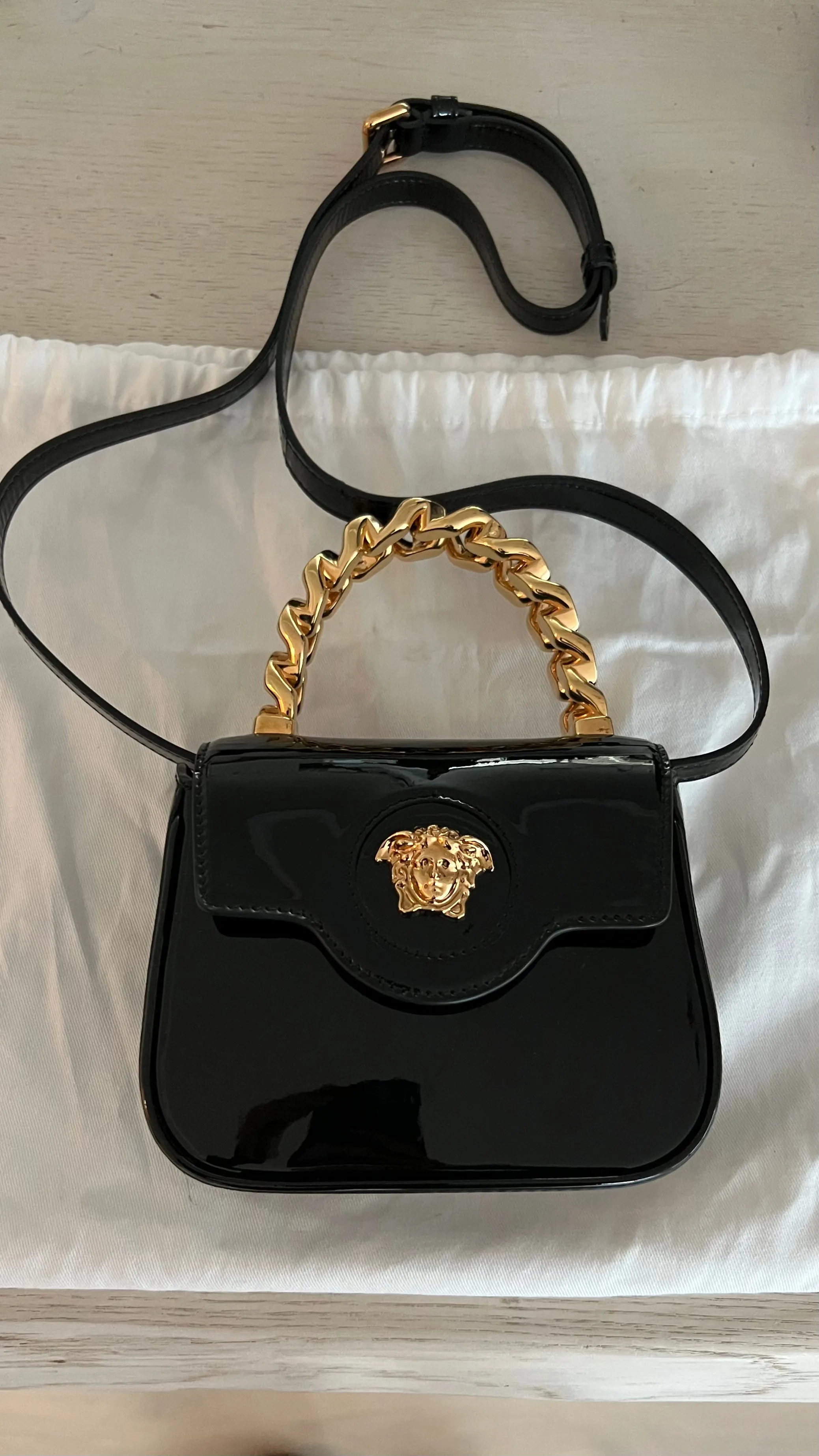 Versace La Medusa Patent Mini Bag